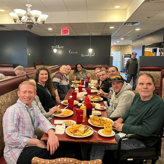 A group of clients at a restaurant