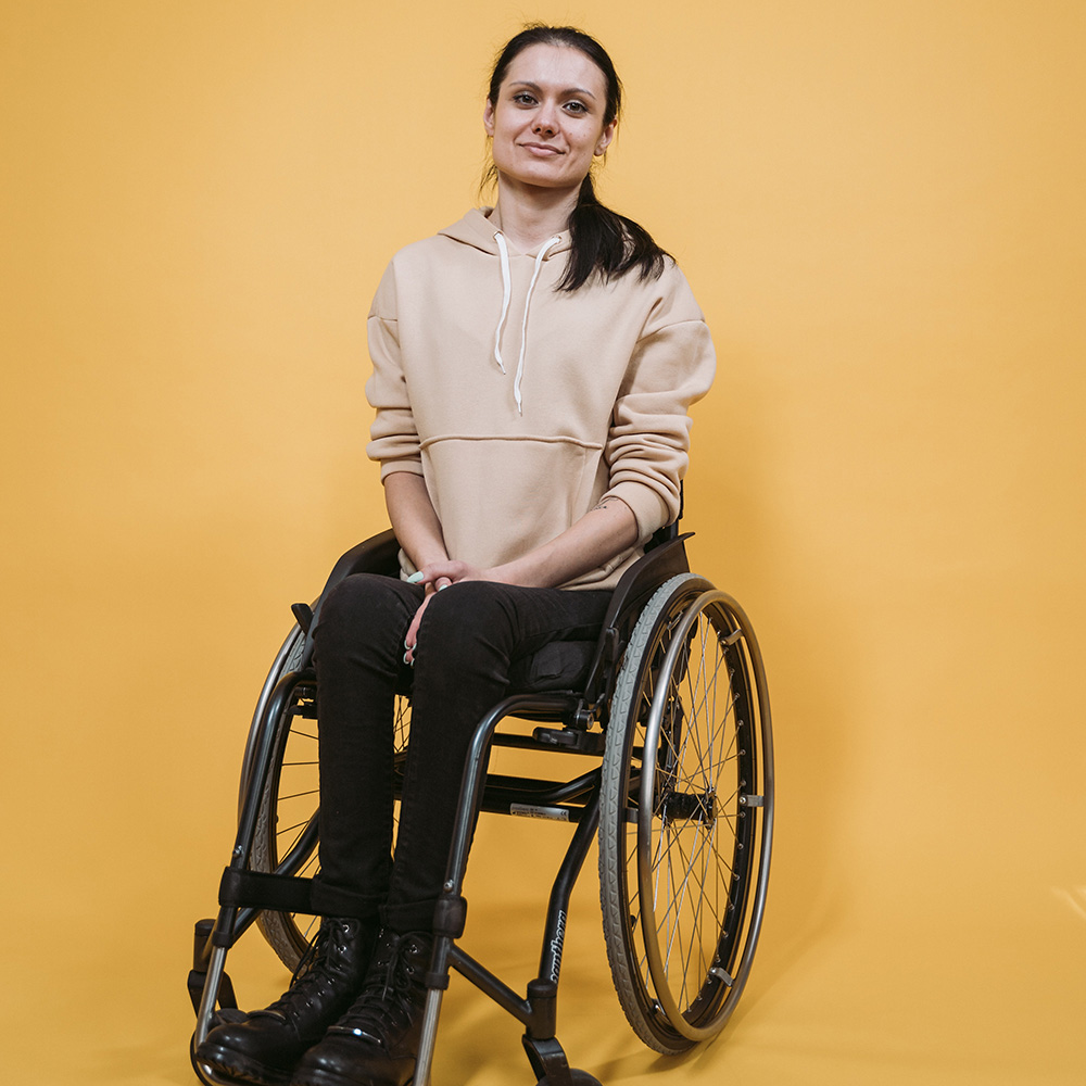Smiling woman in wheelchair